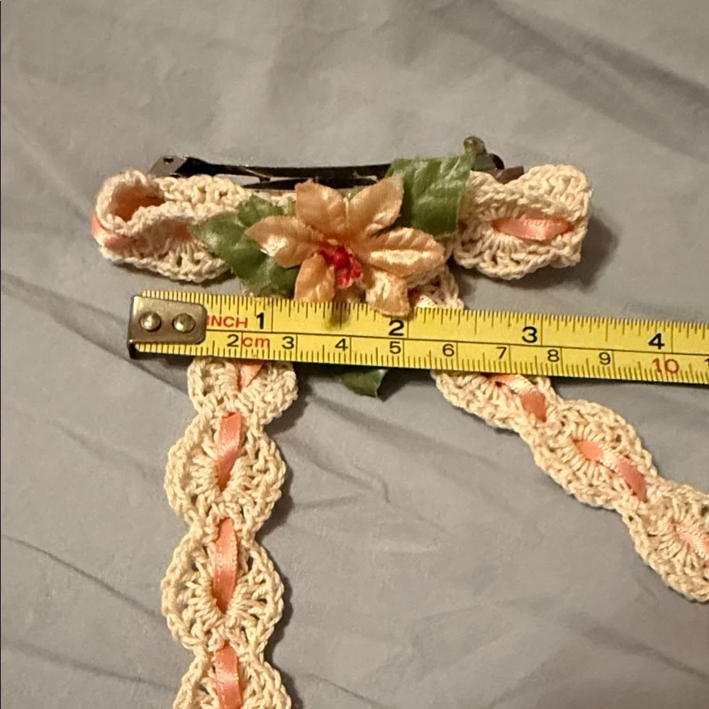 Elegant Cream and Peach Crochet Hair Accessory